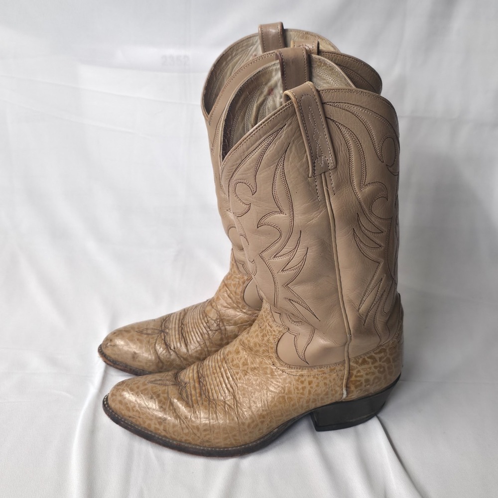 Vintage Dan Post 1980's Men's Mignon Leather Cowboy Boots Size 10
